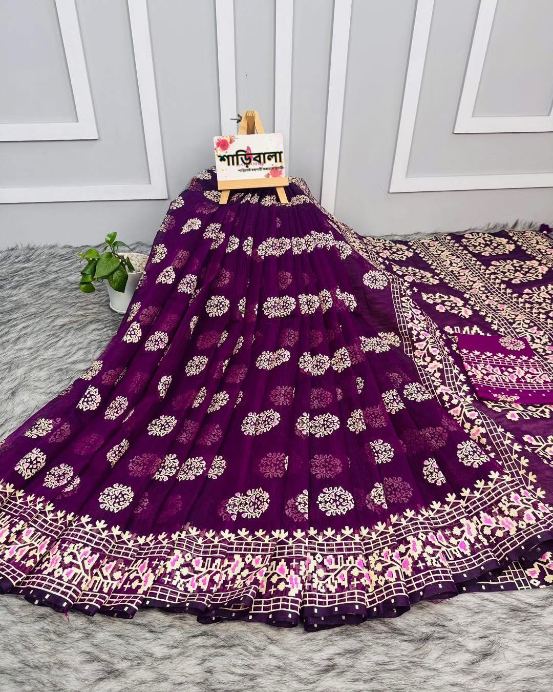 Half Silk Screen Print Saree With Blouse Piece | SPS-102