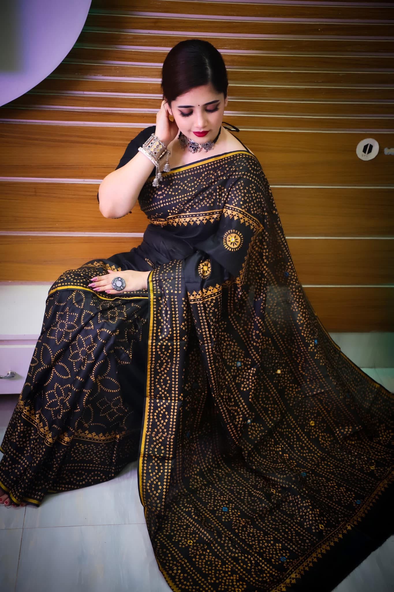 Chunri Print Silk Saree With Blouse Piece | CPS-01
