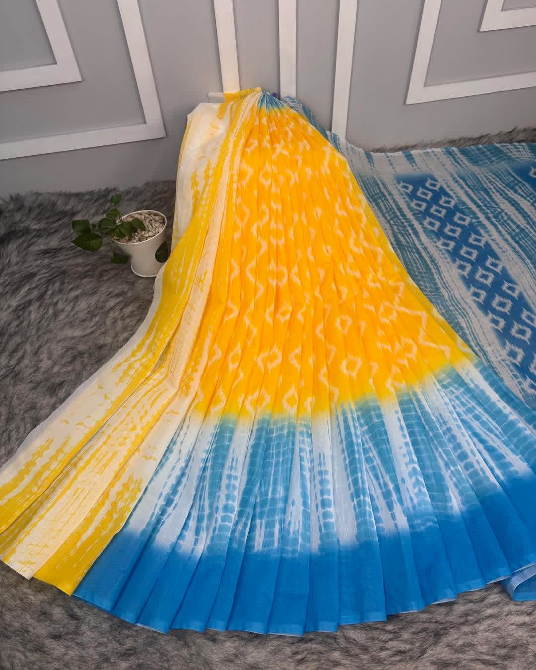 Semi Moslin Silk Digital Printed Saree With Blouse Piece | BDS-14