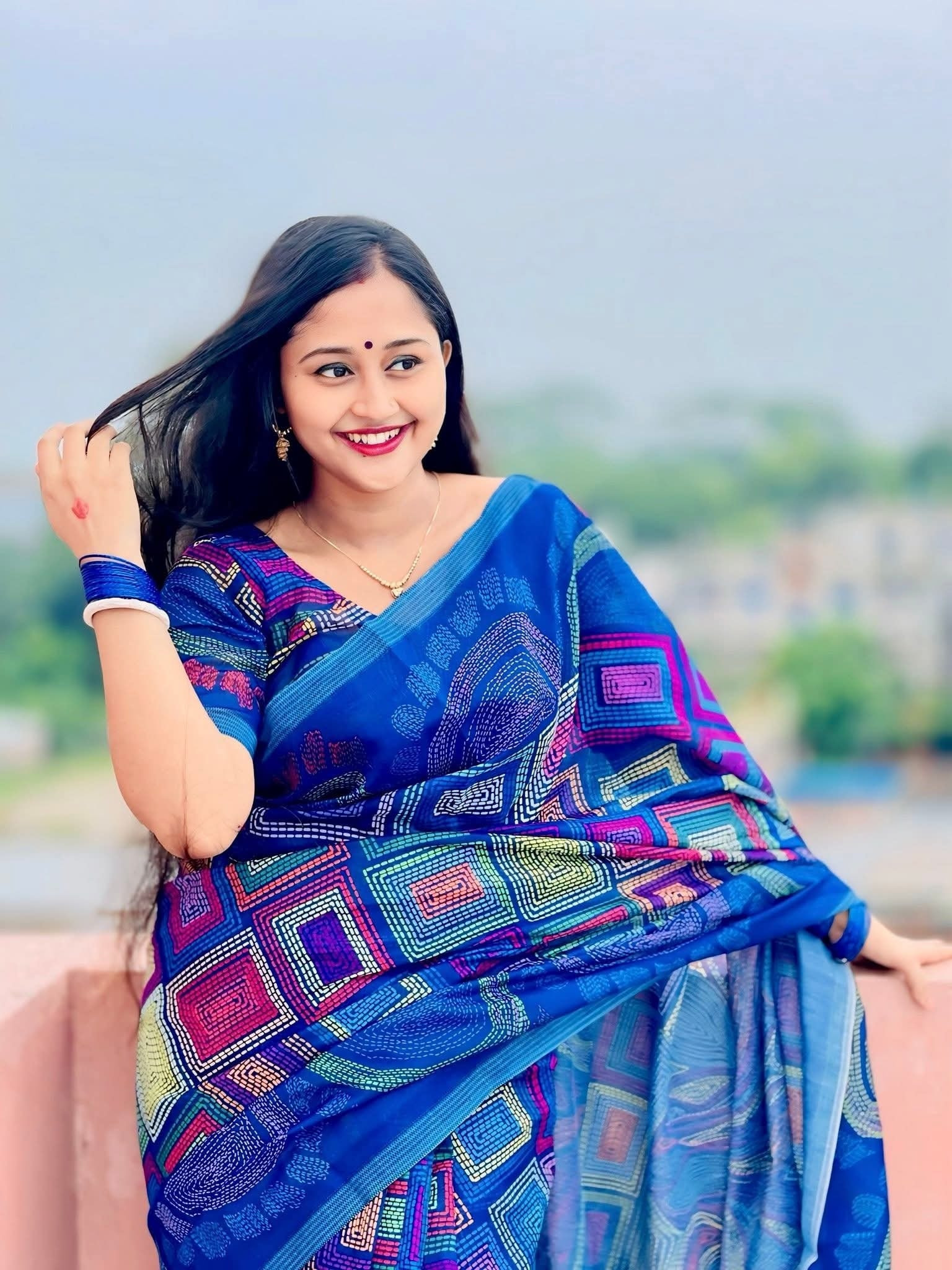 Semi Moslin Silk Kanta Stich Design Saree With Blouse Piece | DG-148(S)