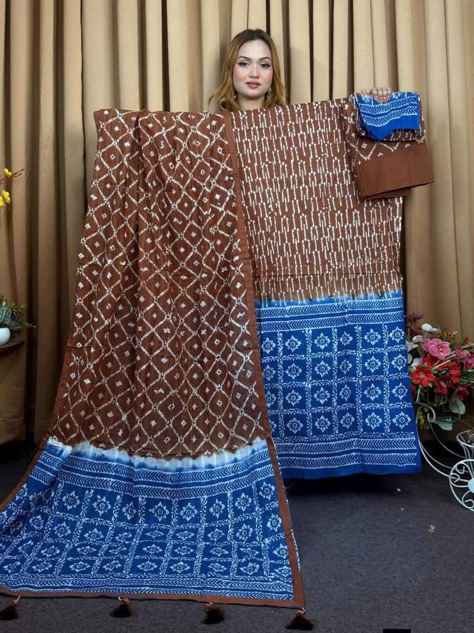 Tye Dye Batik Unstitch Three Piece | TDB-01