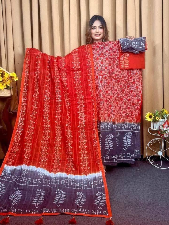 Tye Dye Batik Unstitch Three Piece | TDB-03