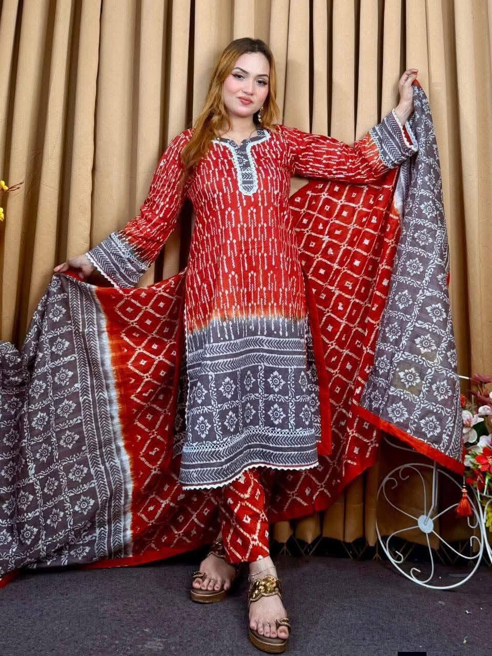 Tye Dye Batik Unstitch Three Piece | TDB-04