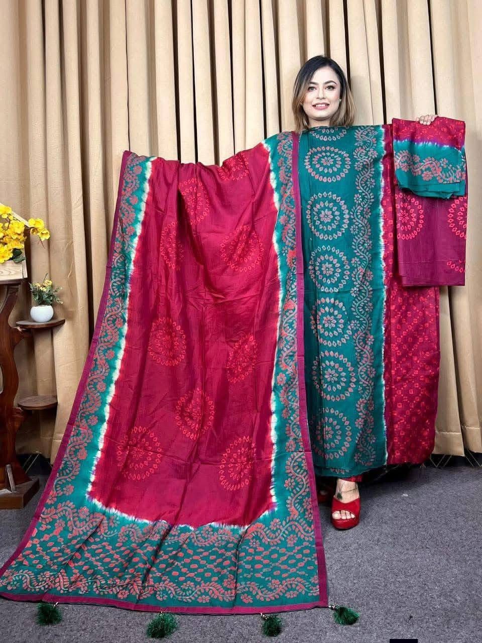 Tye Dye Batik Unstitch Three Piece | TDB-06