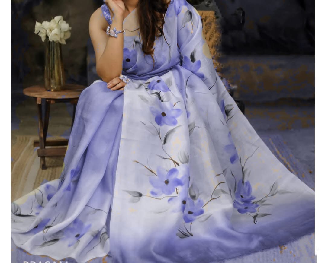 Semi Moslin Silk Digital Print Saree With Unstitched Blouse Piece | DG-169