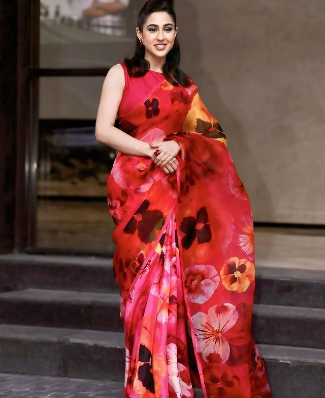 Semi Moslin Floral Digital Print Saree with Unstitched Blouse Piece | DG-179
