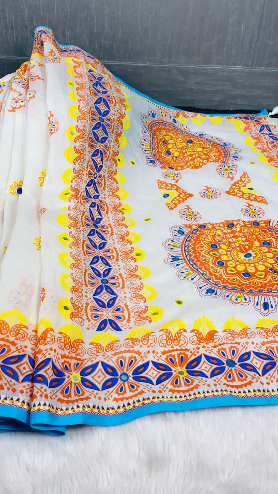 Tangail Mixed Cotton Handblock Saree | TBSS-01