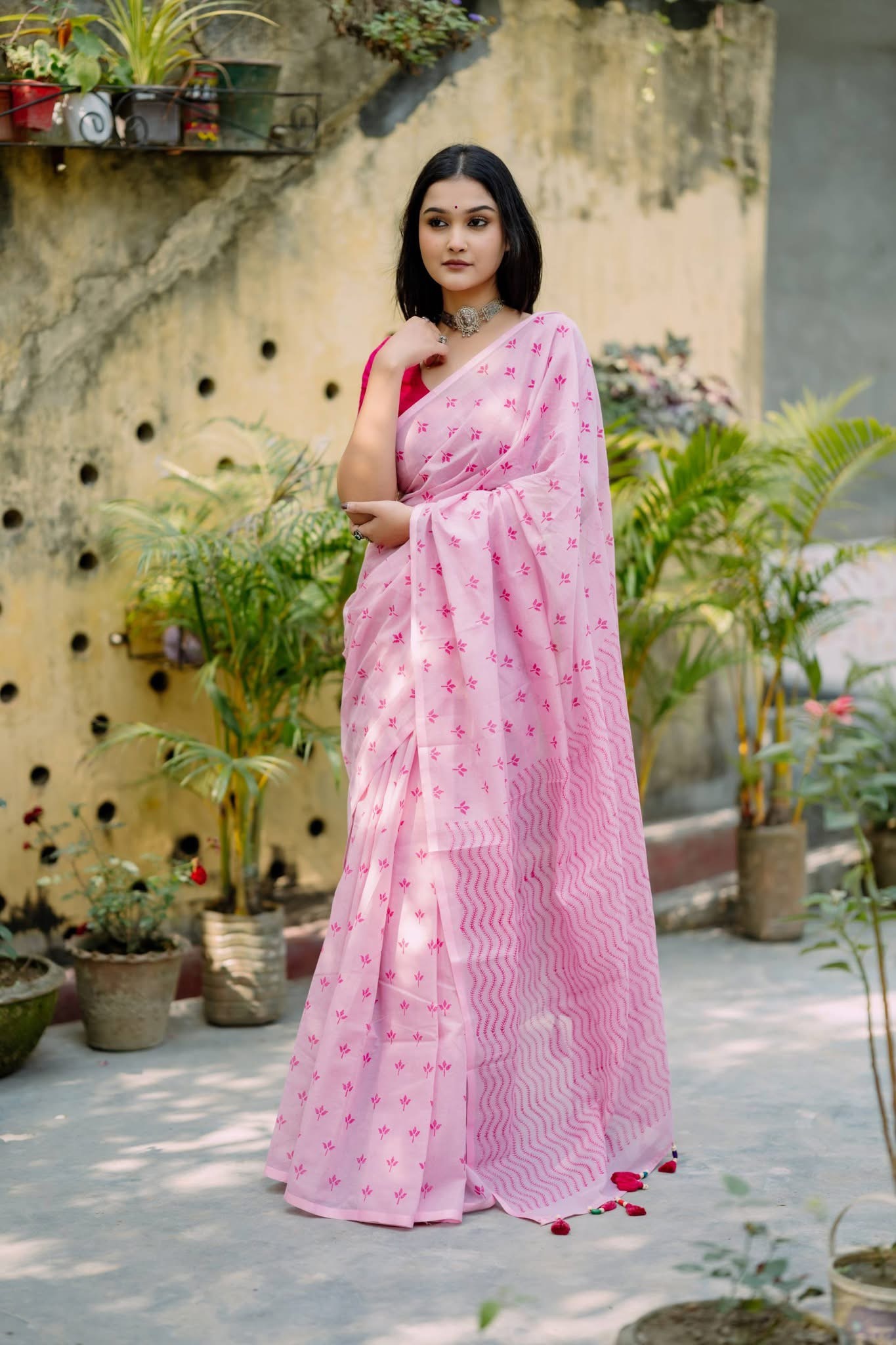 Handloom Cotton Hand block Printed Saree | CBS-01