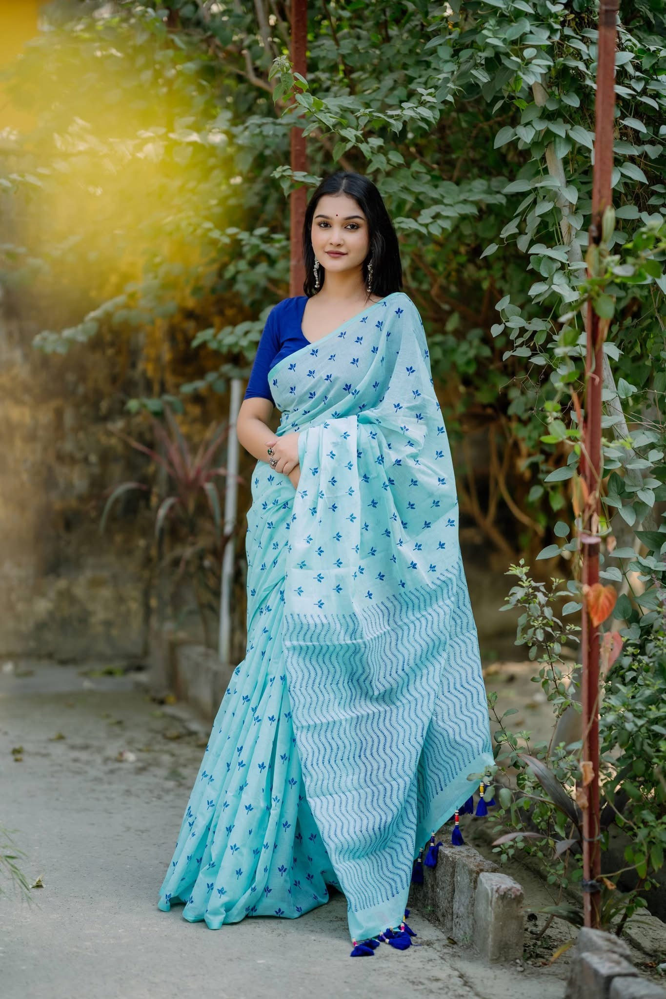 Handloom Cotton Hand block Printed Saree | CBS-03