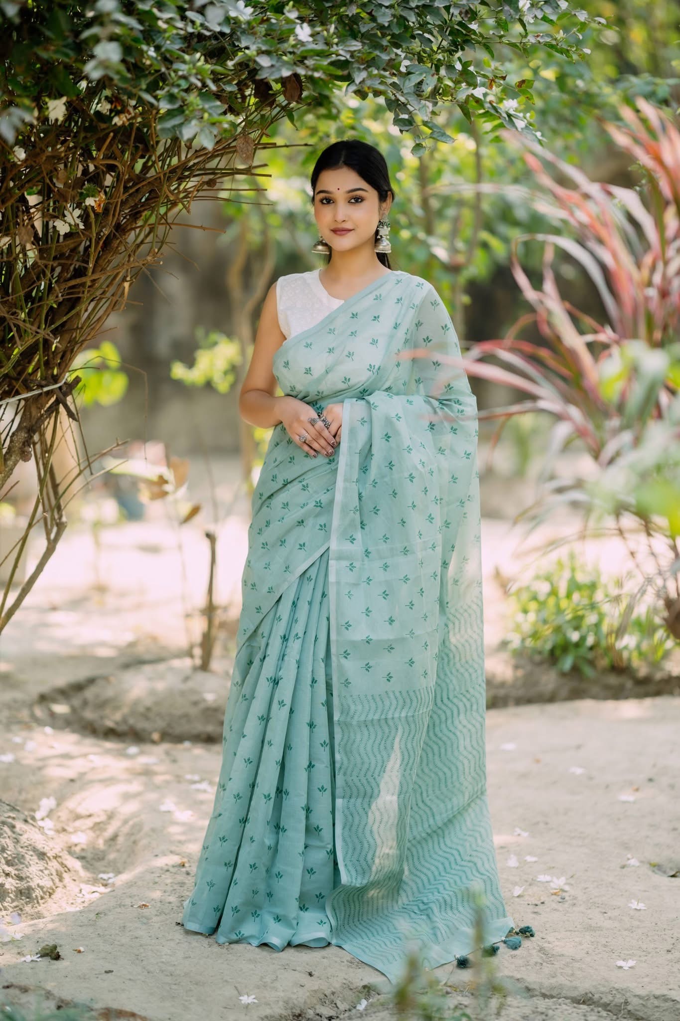Handloom Cotton Hand block Printed Saree | CBS-04