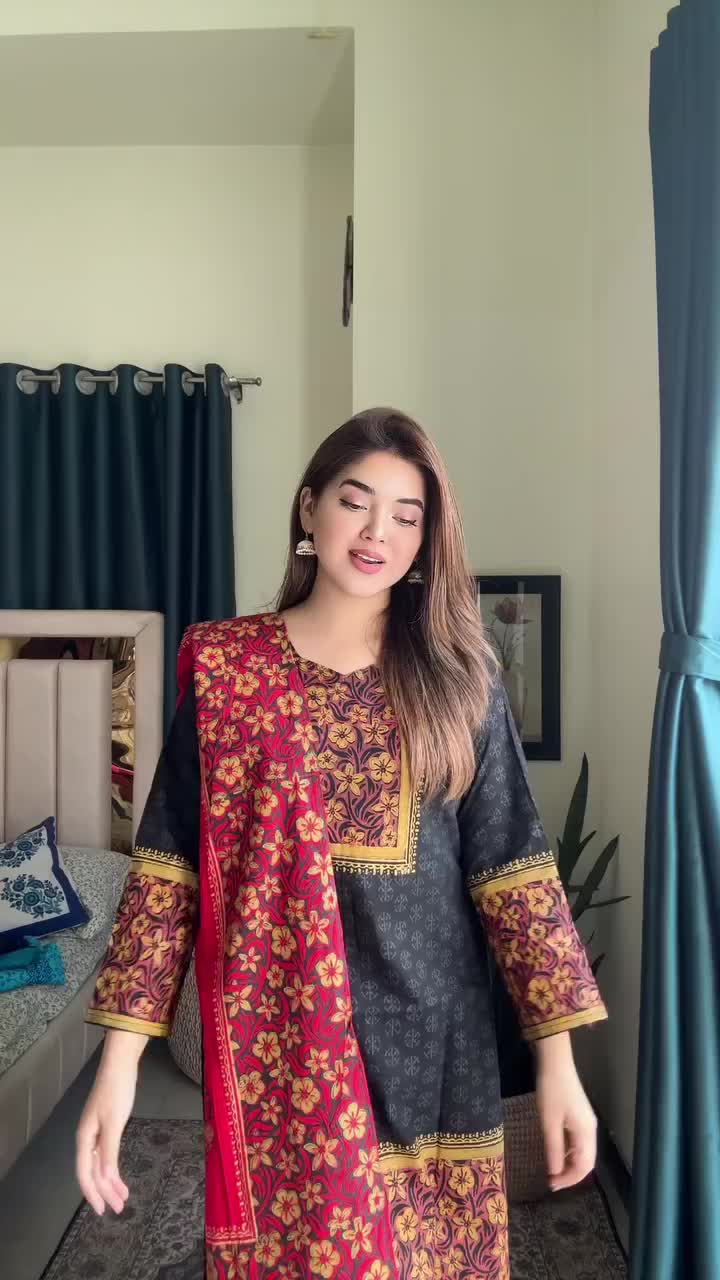 প্রিমিয়াম কটন কাঠব্লকের আনস্টিচ থ্রি পিস | Code-2410