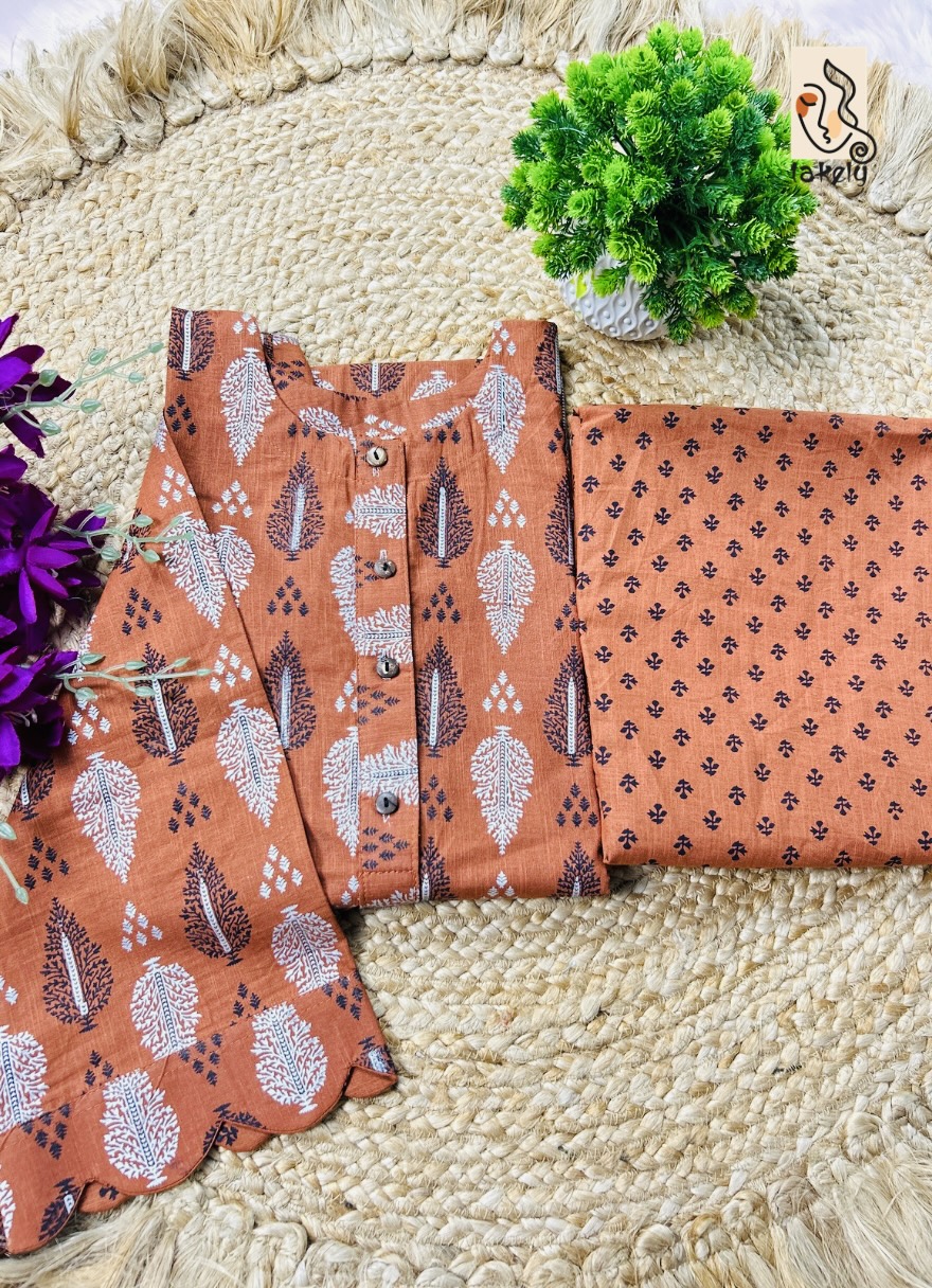 Arong Cotton Screenprint Two Piece Ready Dress | ATD-02
