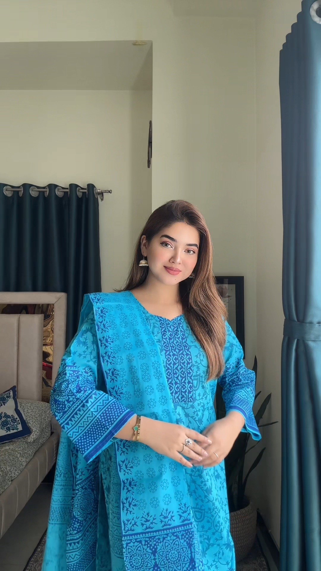 প্রিমিয়াম কটন কাঠব্লকের আনস্টিচ থ্রি পিস | Code-2413