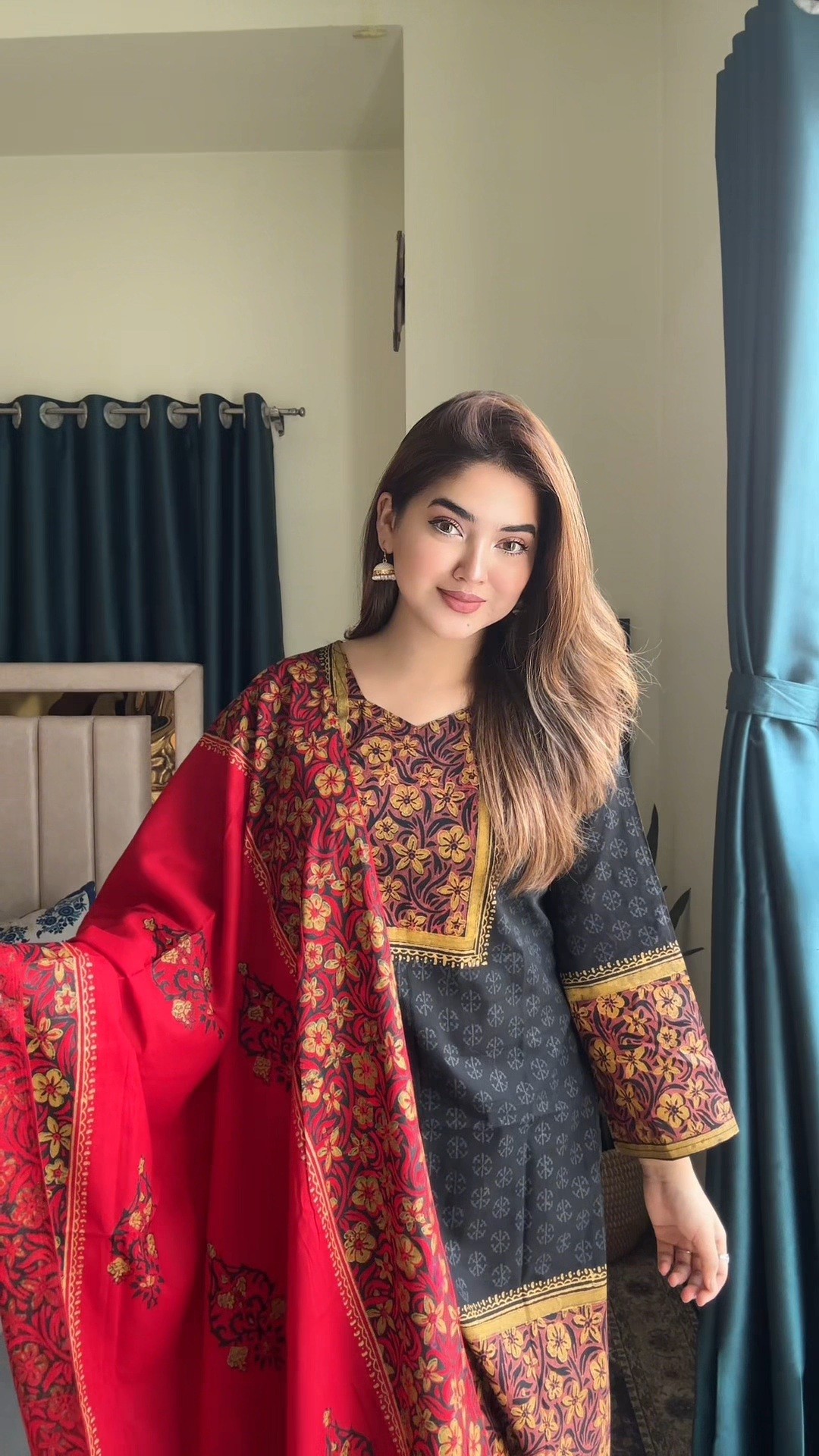 প্রিমিয়াম কটন কাঠব্লকের আনস্টিচ থ্রি পিস | Code-2410