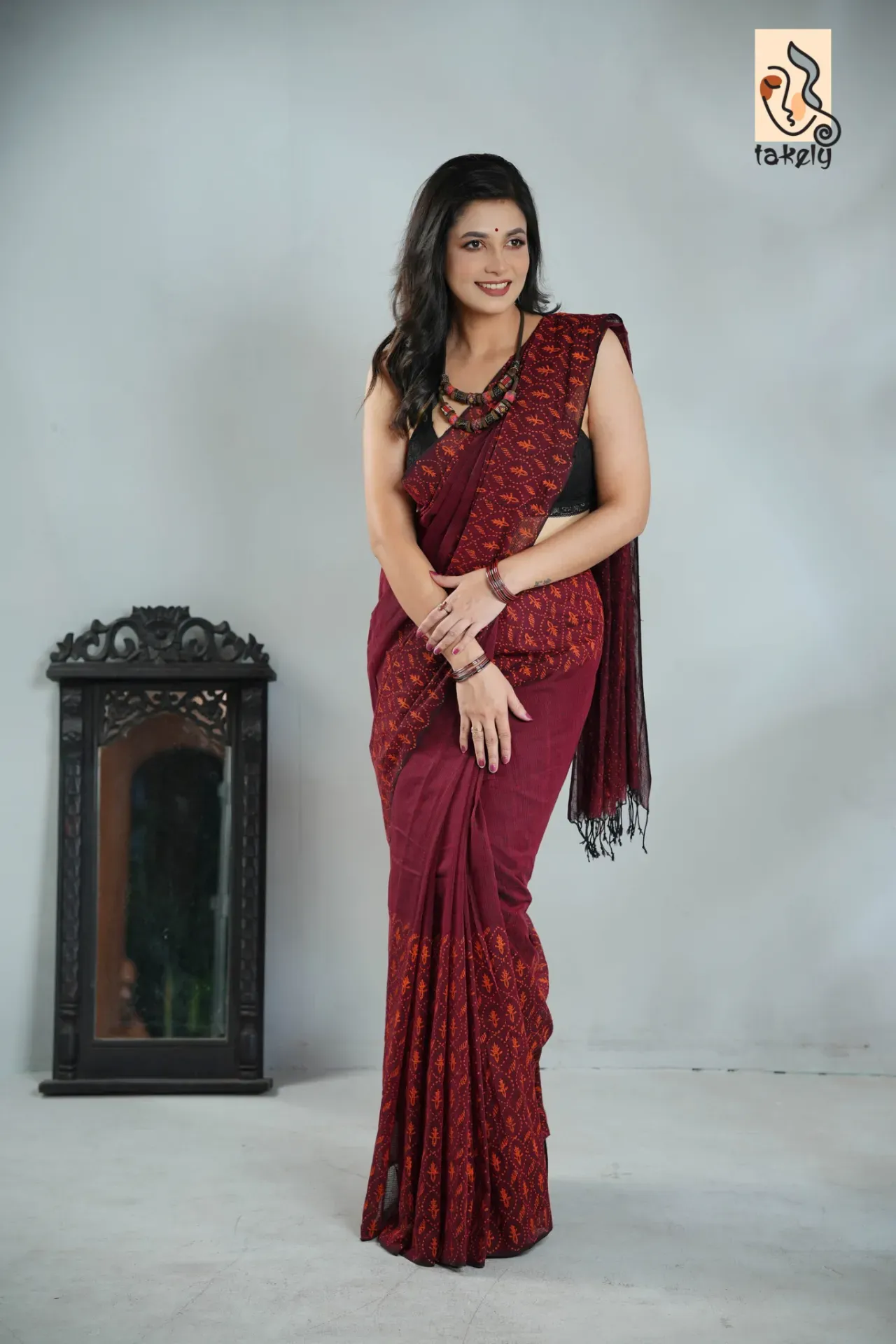 Premium Kota Cotton Block Printed Shari | P00140