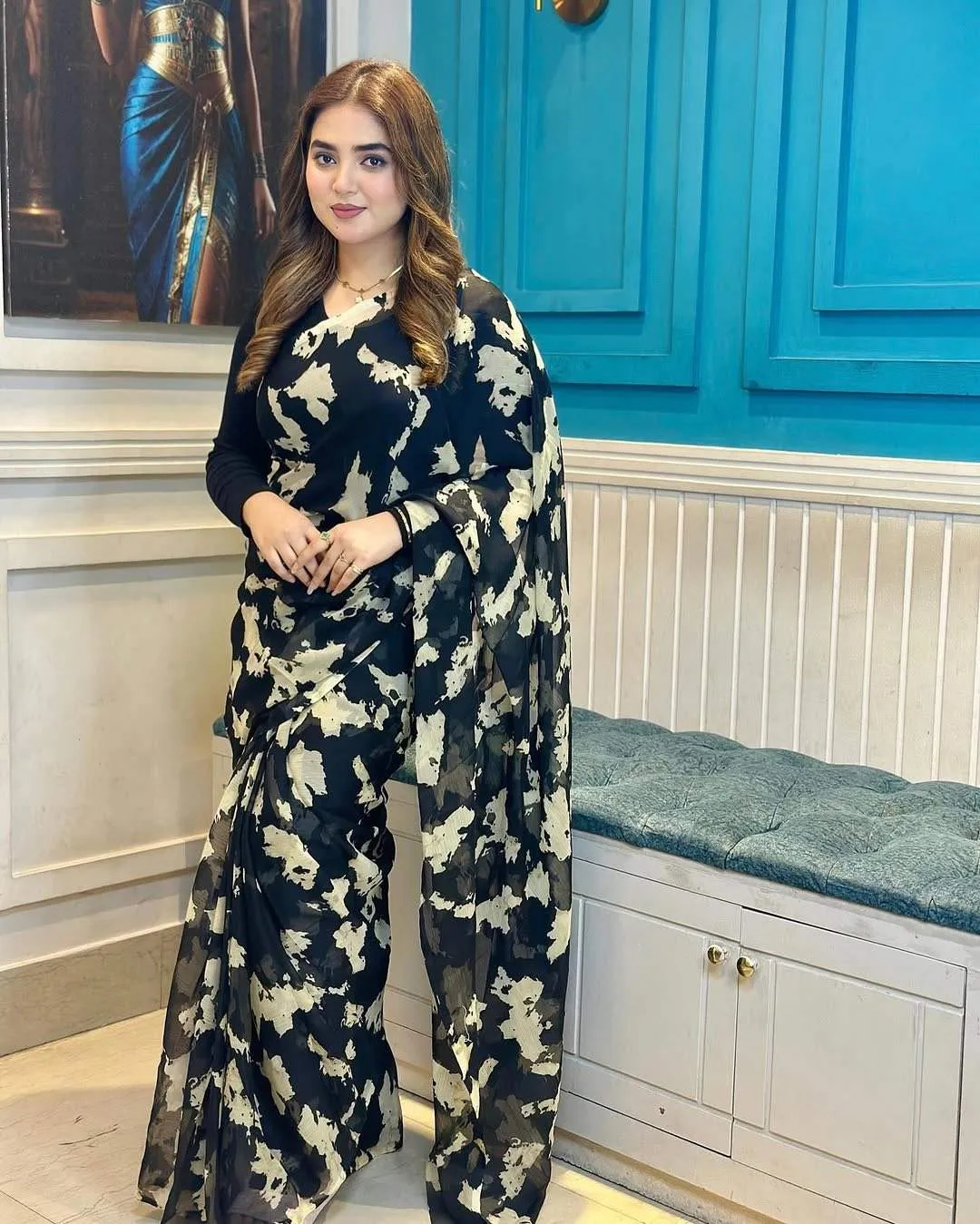 Georgette Printed Saree With Blouse Piece | P00152