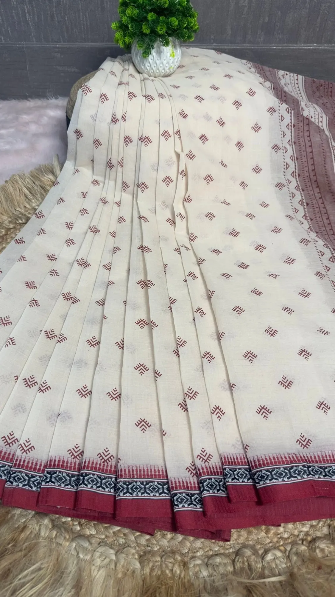 Arong Cotton Block Printed Shari | P00210