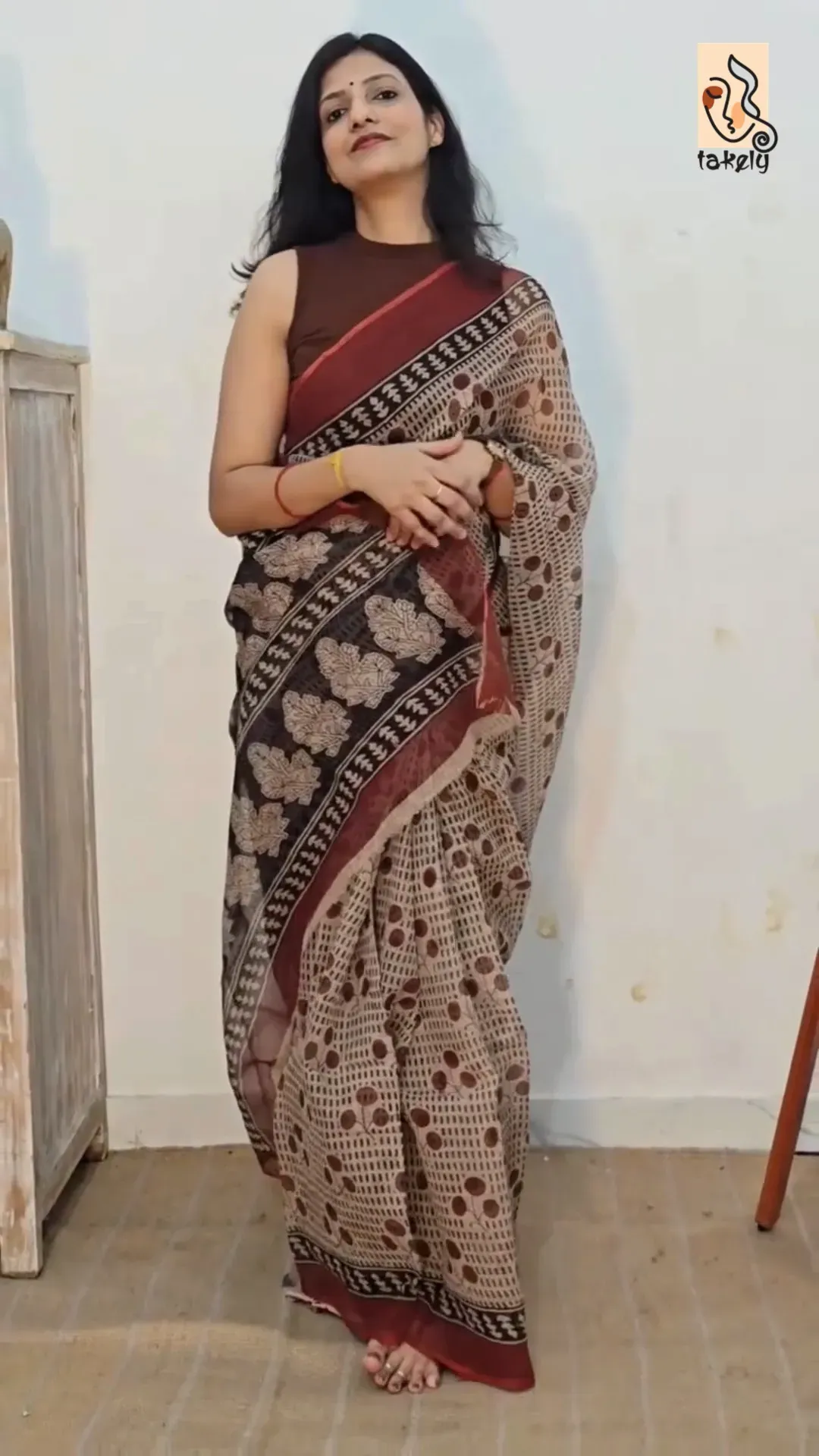 Traditional Block Design Digital Print Kota Doria Cotton Saree | P00033