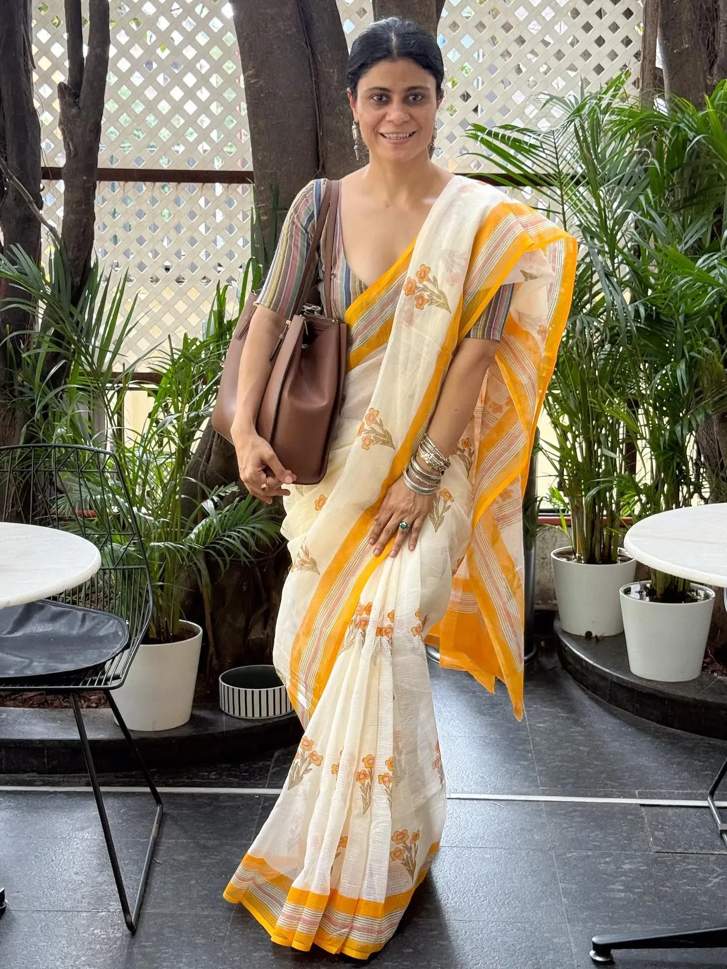 Flower Kota Doria Printed Saree | P00007