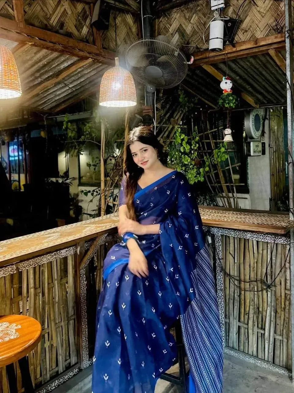 Semi Moslin Silk Digital Printed Saree With Blouse Piece | P00087