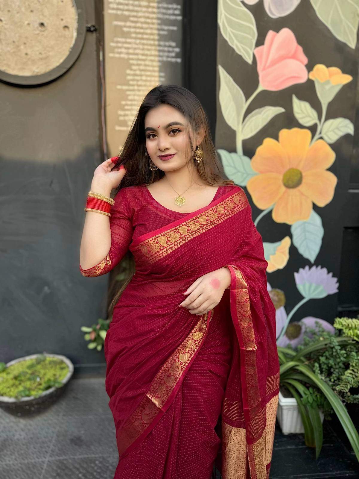 অরিজিনাল টেকলী সুতি শাড়ি।CS-30