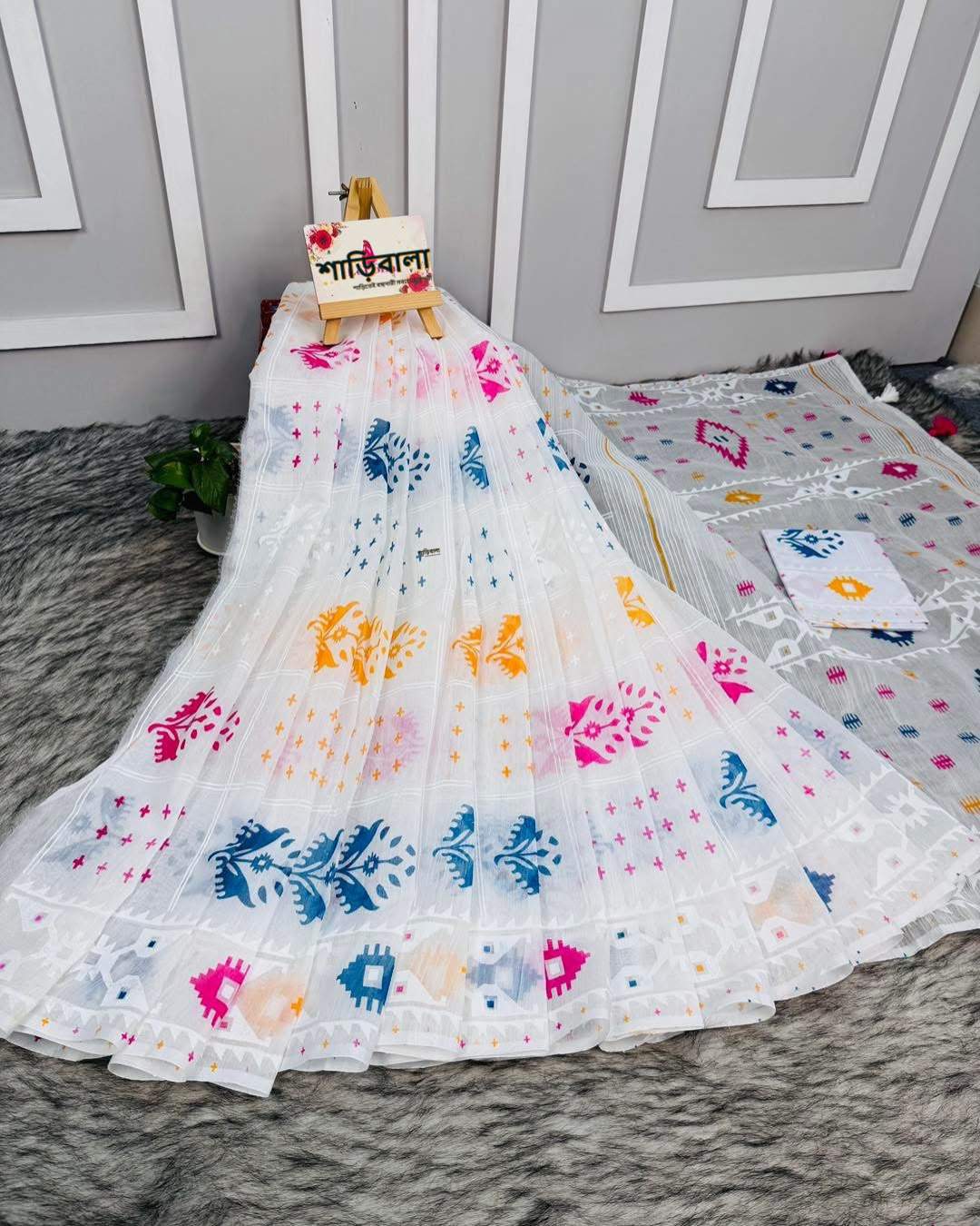 Half Silk Screen Print Saree With Blouse Piece | SPS-103