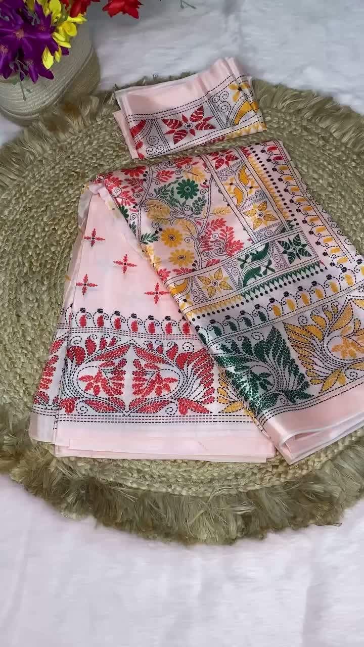 Pure Soft Silk Kanta Stich Design Saree With Blouse Piece | DG-147