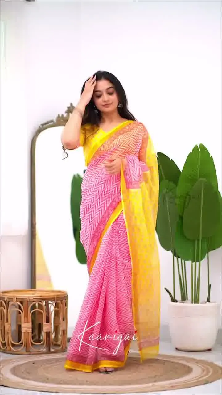Traditional Block Print Kota Doria Cotton Saree