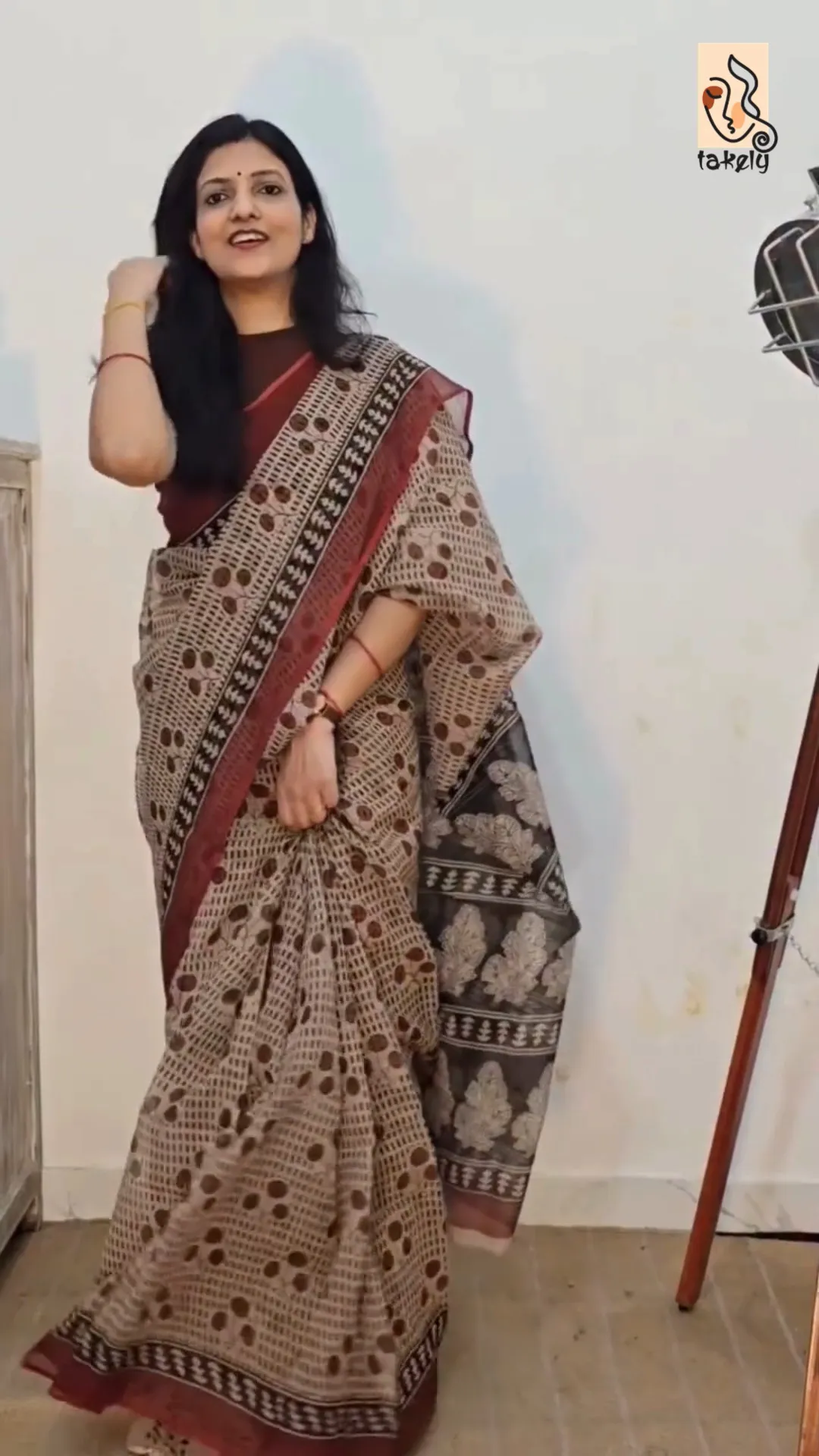 Traditional Block Design Digital Print Kota Doria Cotton Saree
